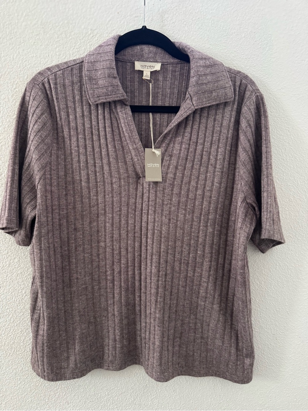 NWT Haven Well Within Wide Rib Knit Johnny Collar Top